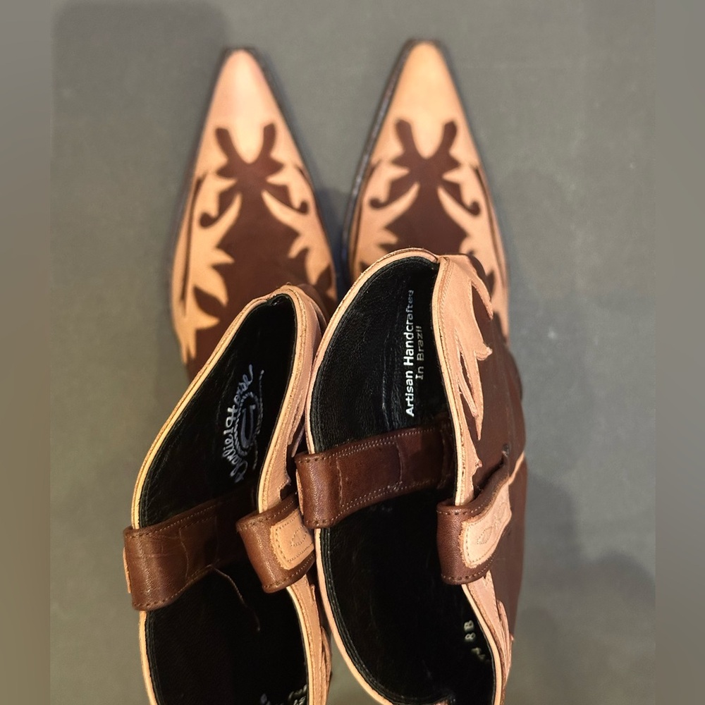 Lucchese Brown and Tan Two-Tone Pointed Toe Cowboy Boots - Picture 7 of 10